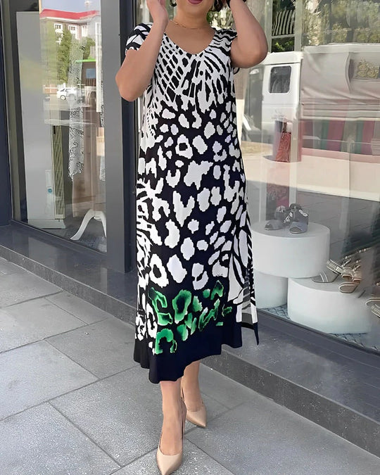 ZOE - CASUAL PRINTED SHORT SLEEVE DRESS