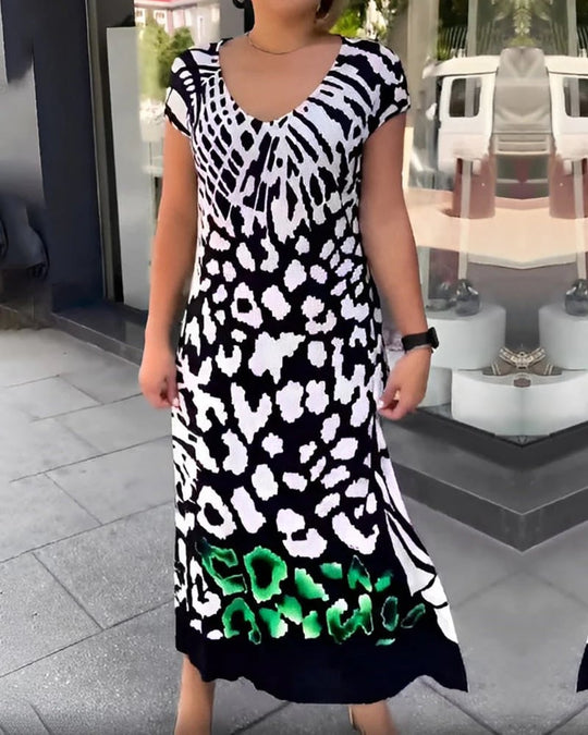 ZOE - CASUAL PRINTED SHORT SLEEVE DRESS