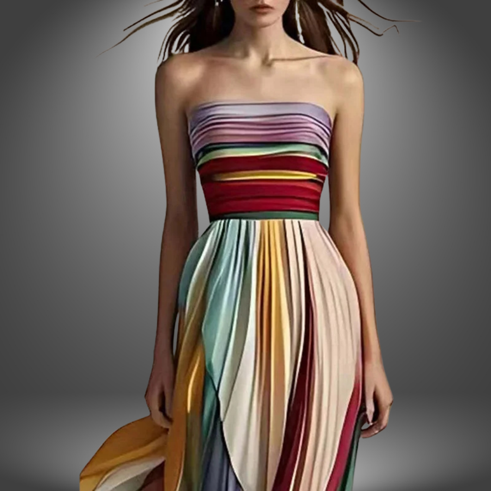 JANNA – STRAPLESS COLOURFUL MAXI DRESS
