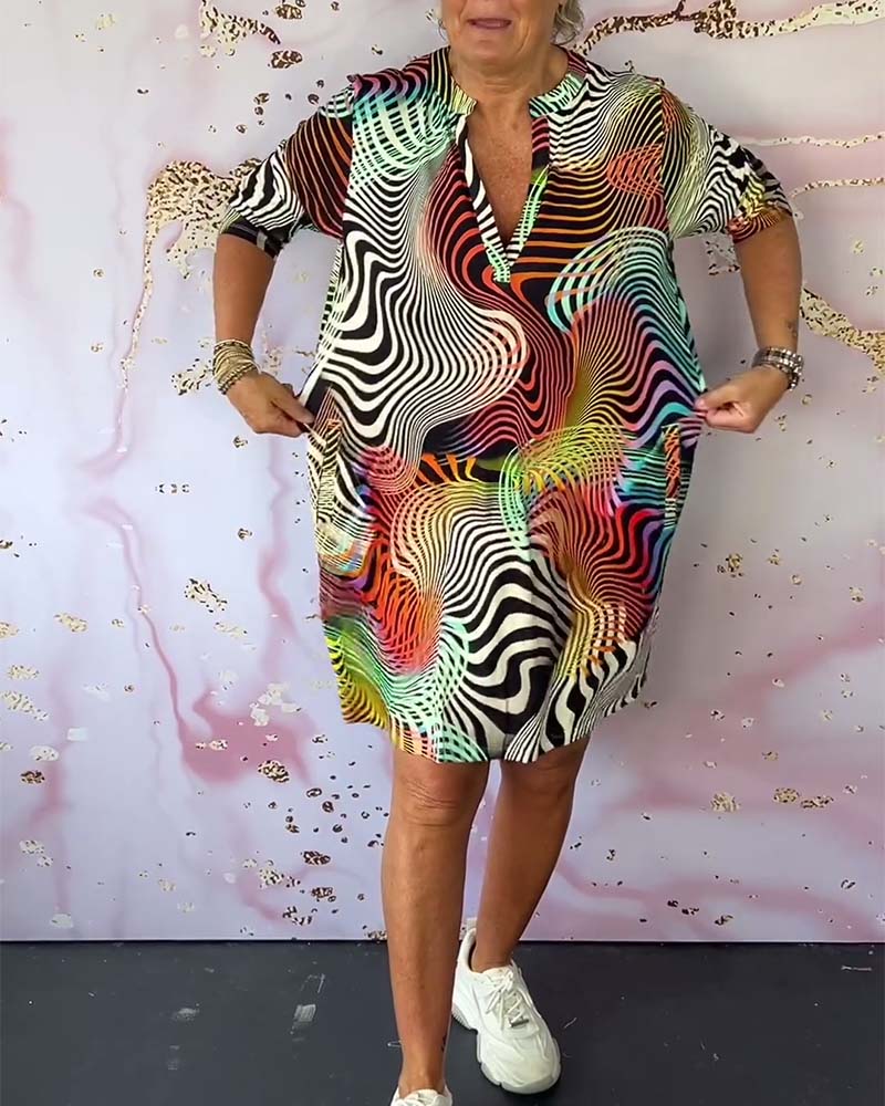 ORLA – COLOURFUL V-NECK DRESS