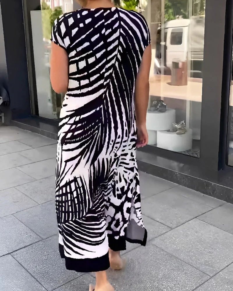 ZOE - CASUAL PRINTED SHORT SLEEVE DRESS